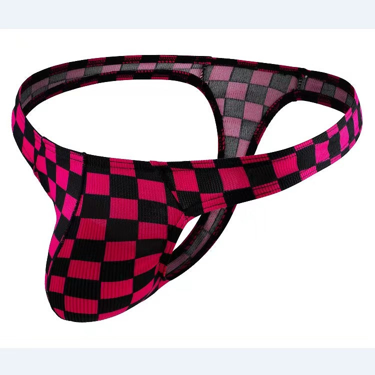 Printed Plaid Thong