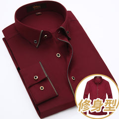 Solid Color Non-ironing Gold Edge Business Casual Shirt