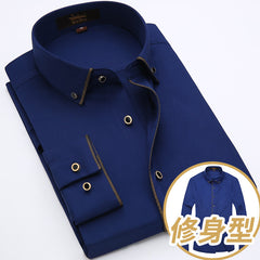 Solid Color Non-ironing Gold Edge Business Casual Shirt
