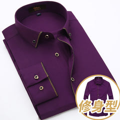 Solid Color Non-ironing Gold Edge Business Casual Shirt