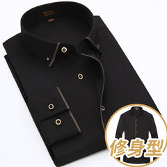 Solid Color Non-ironing Gold Edge Business Casual Shirt