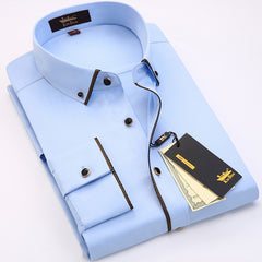 Solid Color Non-ironing Gold Edge Business Casual Shirt