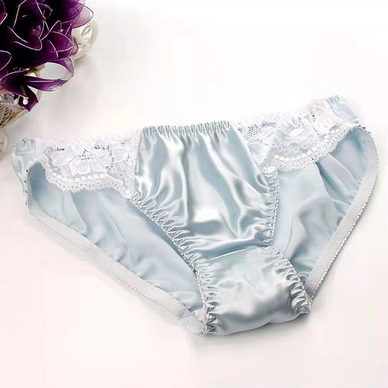 100% Silk Sexy Lace Trim Panties -  