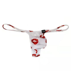 Men's Ice Silk Print Striped Low Waist Thong