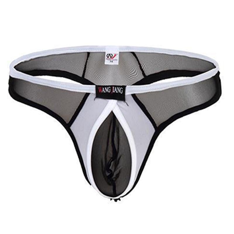 Men's low-rise mesh transparent thong -  