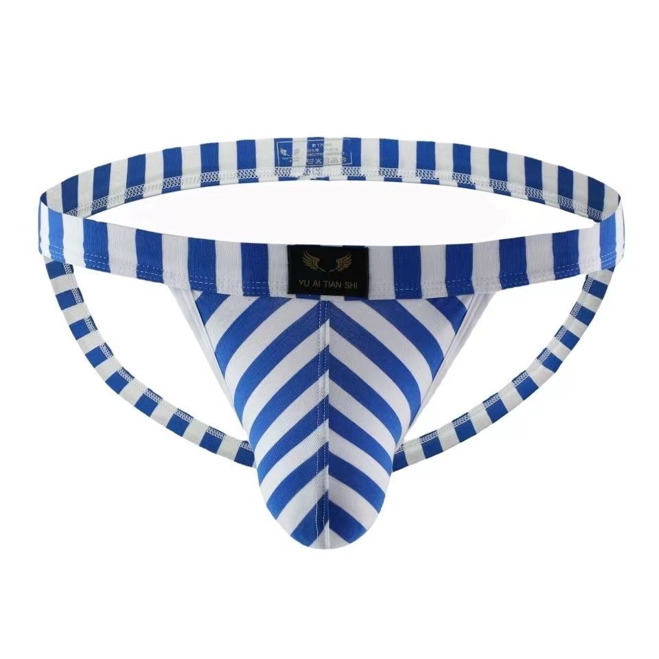 Men's Striped Bikini Thong -  