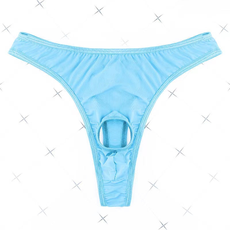 Men's Open Low-Rise Ice Silk Thong -  