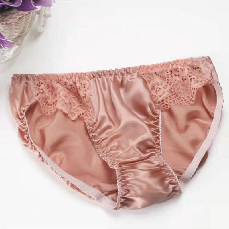 100% Silk Sexy Lace Trim Panties -  