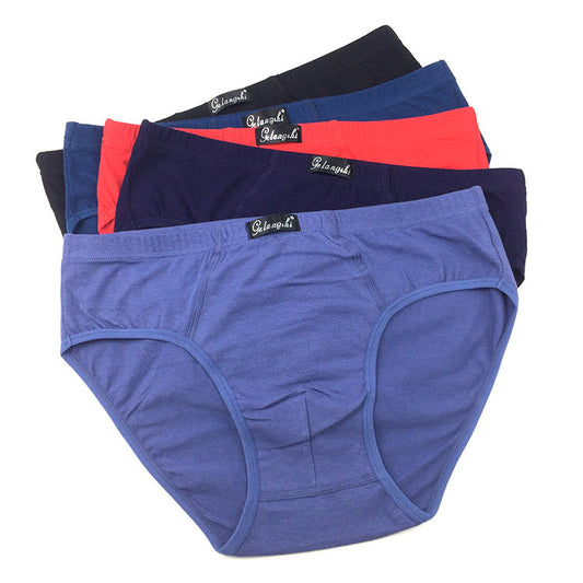 【5PCS】Men's Pure Cotton Solid Color Breathable Briefs