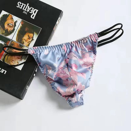 100% mulberry silk printed thong