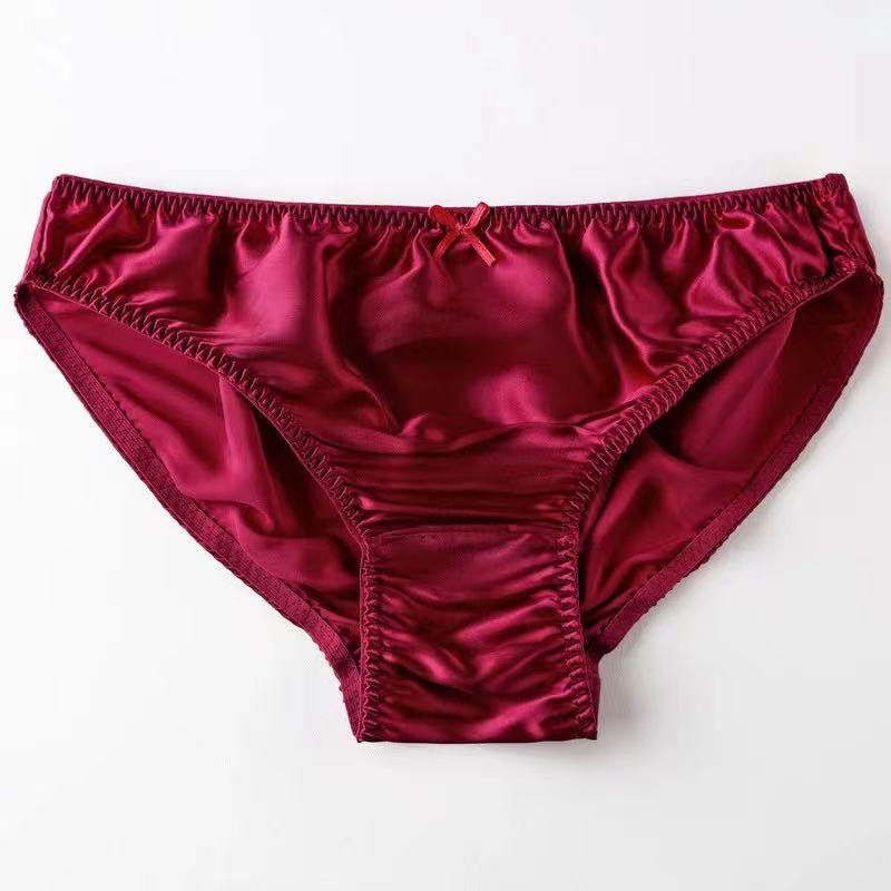 Men's Silk Simple Solid Color Panties -  