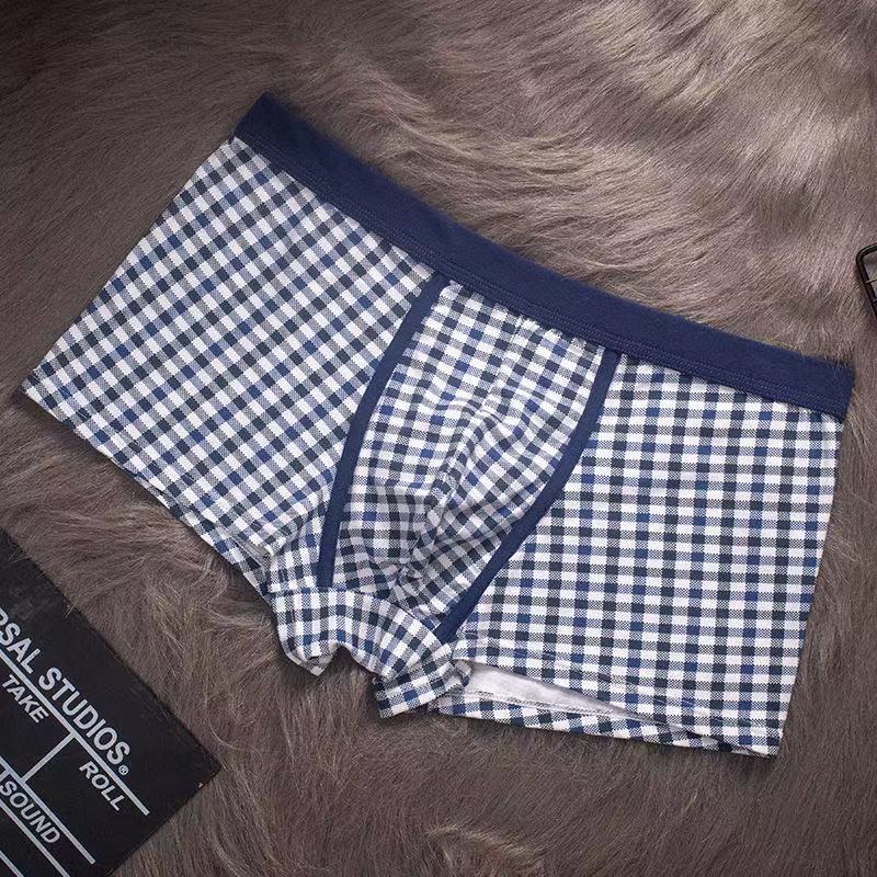 Pure Cotton Breathable Check Boxer Briefs -  