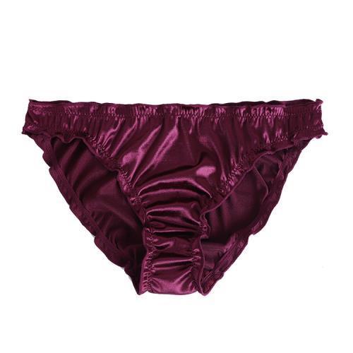 Men Solid Satin Ruffle Panties Sexy Thongs -  Fashion Men's Panties