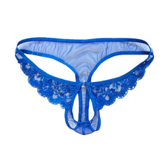 Men's Open Crotch Full Lace Transparent Thongs