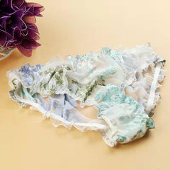 Ruffled mulberry silk sheer panties