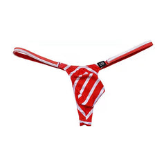 Men's Ice Silk Print Striped Low Waist Thong