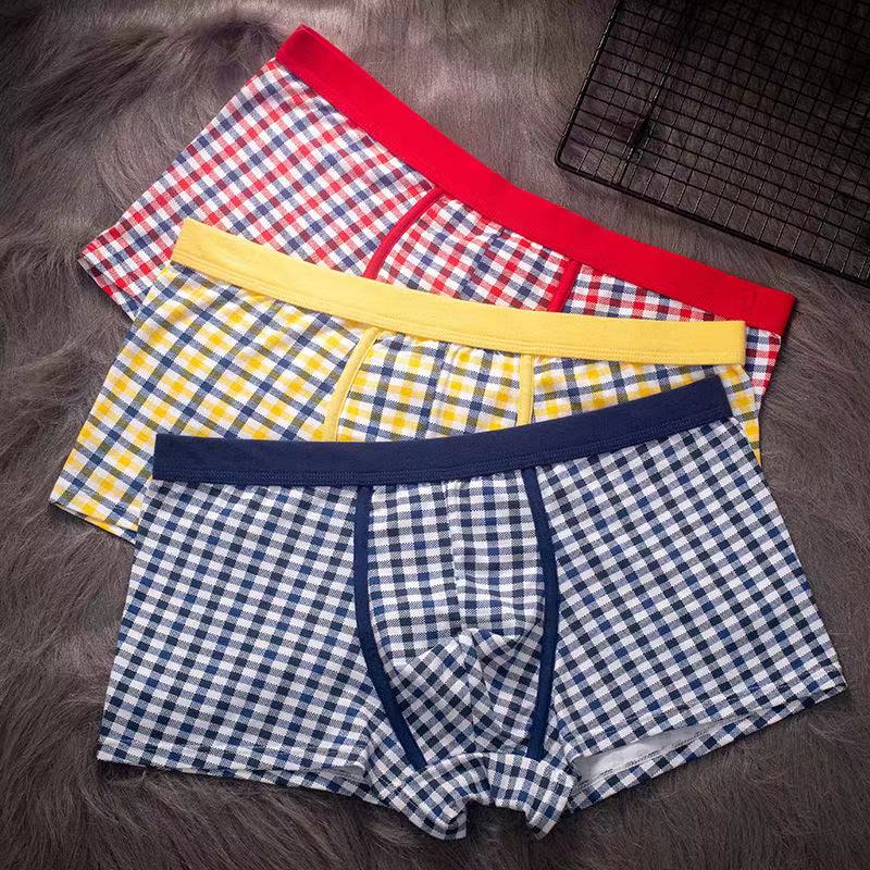 Pure Cotton Breathable Check Boxer Briefs -  