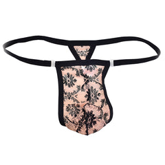Removable Button Lace Print Thong -  