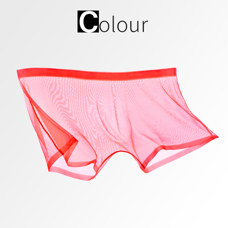 Ice Silk Sexy Mesh Full Transparent Boxer Shorts - Men's Fashion