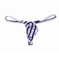 Men's Ice Silk Print Striped Low Waist Thong