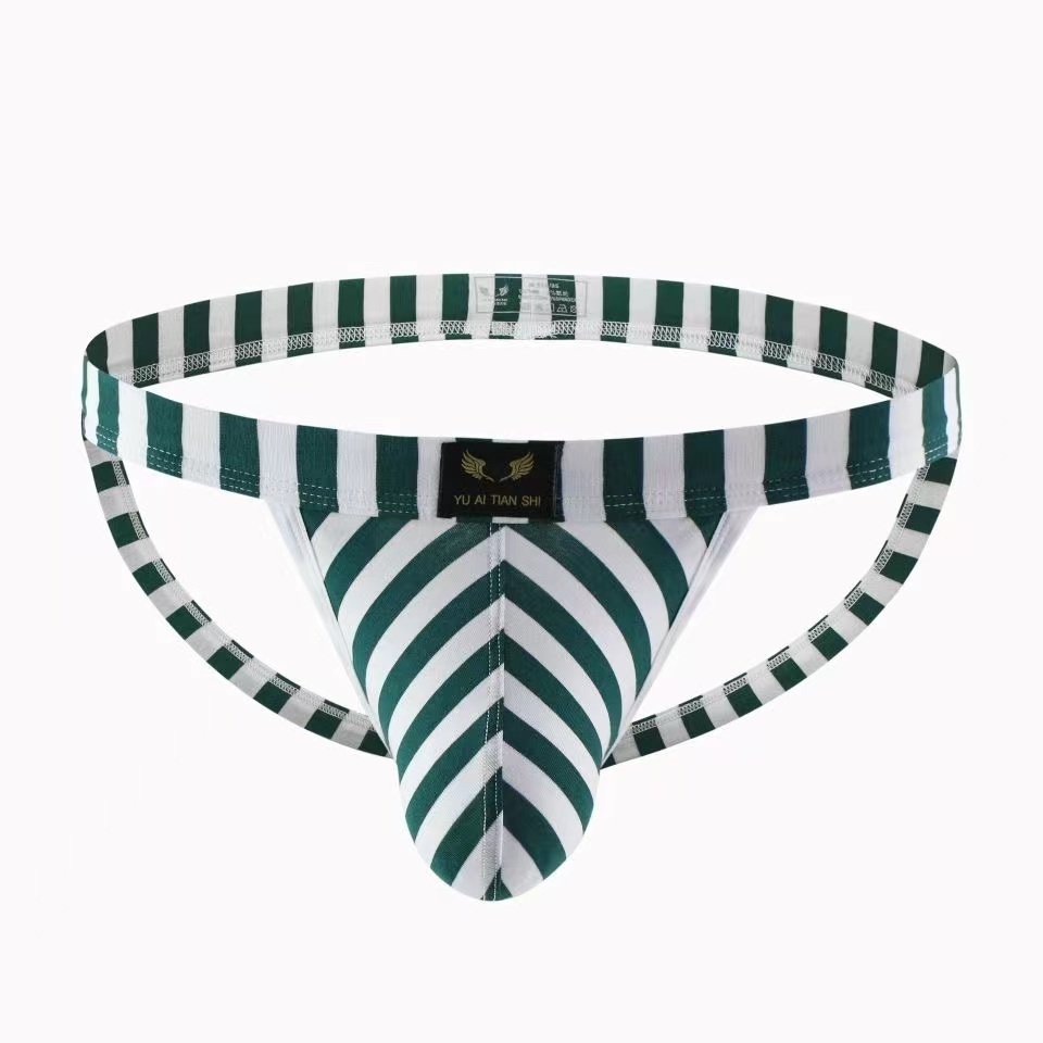 Men's Striped Bikini Thong -  