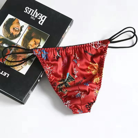 100% mulberry silk printed thong