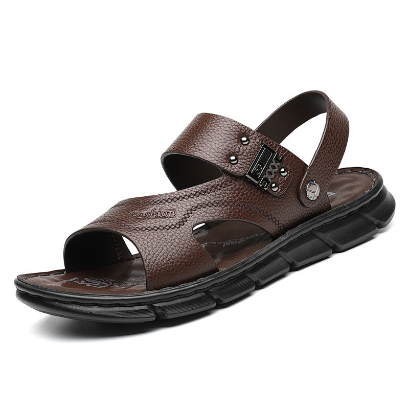 Men's Fashion Leather Beach Casual Slippers