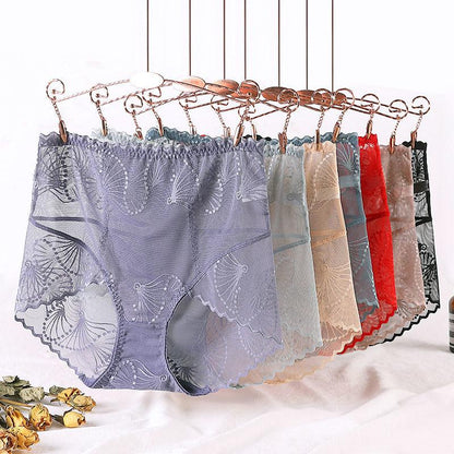 High Waist Seamless Lace Jacquard Panties