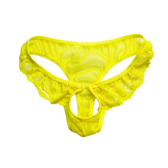 Men's Open Crotch Full Lace Transparent Thongs