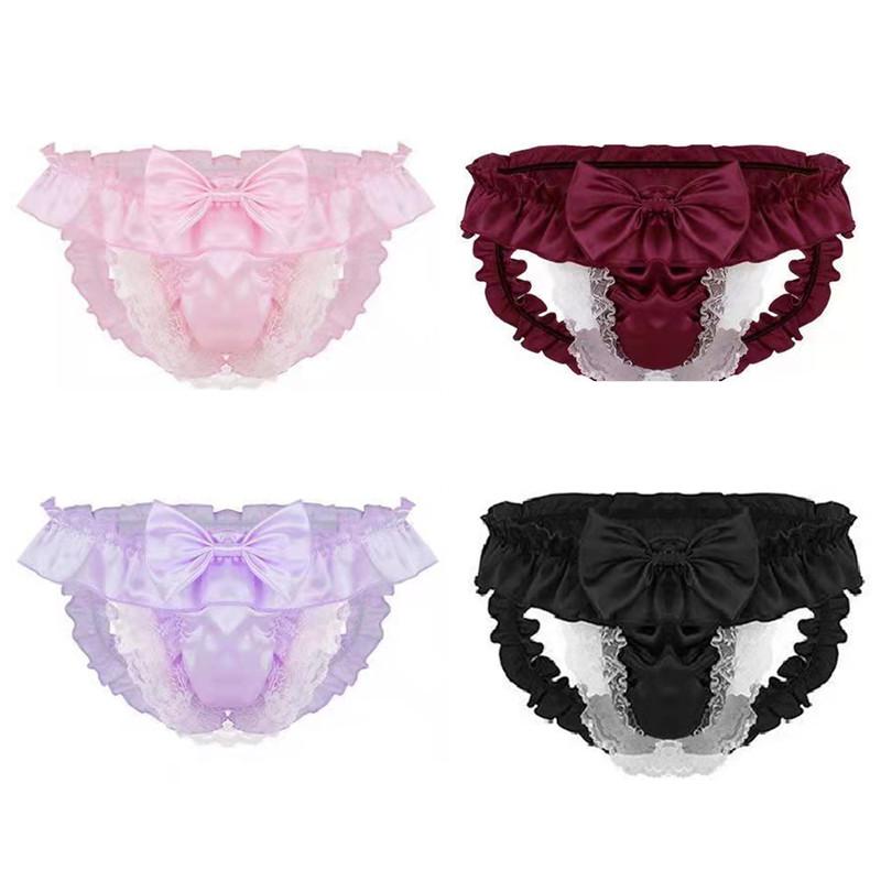 Sexy Bow Lace Exposed Low Waist Erotic Panties -  Fashion Men's Panties