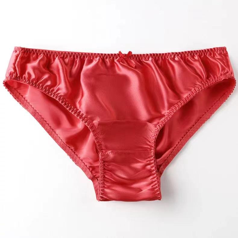 Men's Silk Simple Solid Color Panties -  