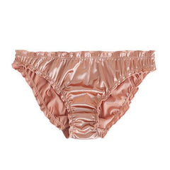 Men Solid Satin Ruffle Panties Sexy Thongs -  Fashion Men's Panties