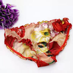Ruffled mulberry silk sheer panties