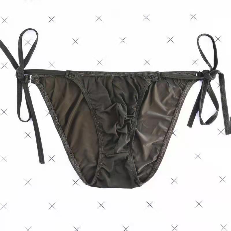 Lace-up Low-Rise Sexy Ice Silk Thong -  Fashion Men's Panties