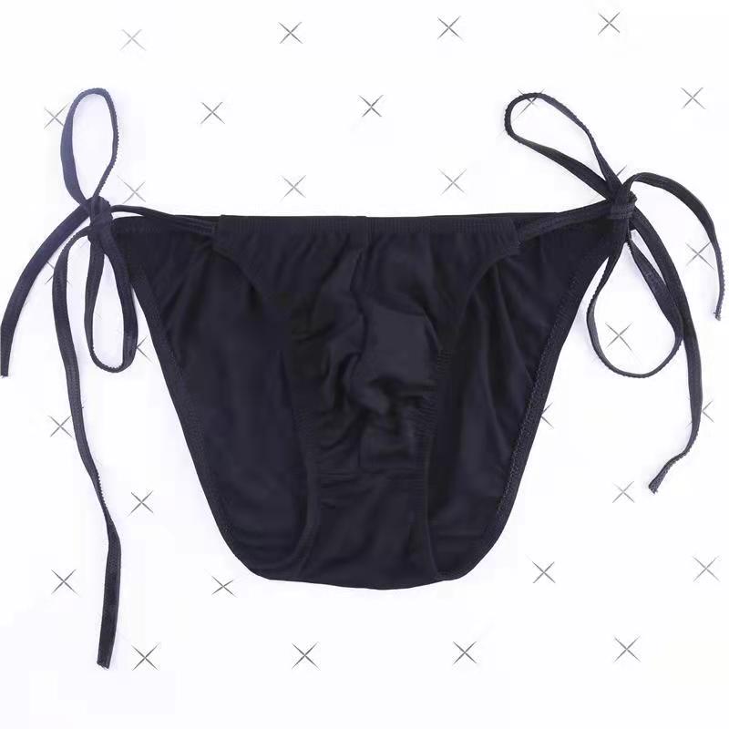 Lace-up Low-Rise Sexy Ice Silk Thong -  Fashion Men's Panties