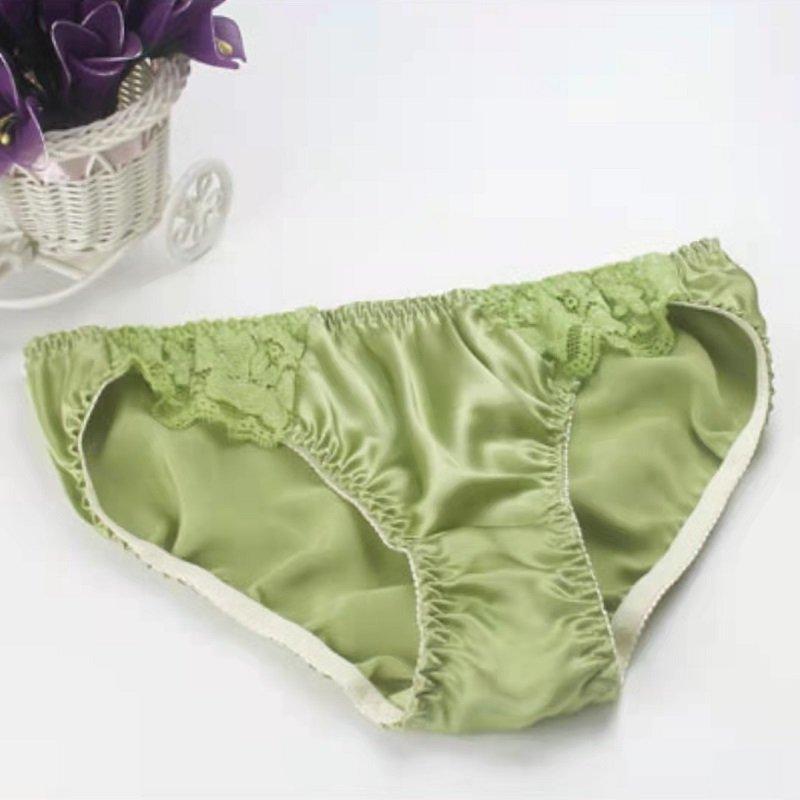 100% Silk Sexy Lace Trim Panties -  