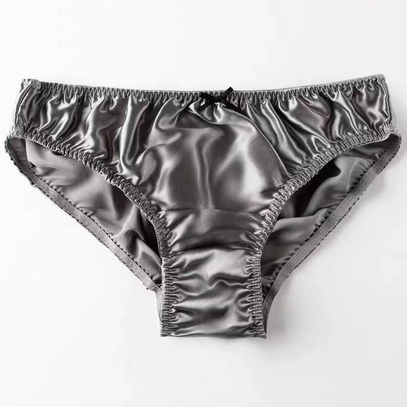 Men's Silk Simple Solid Color Panties -  