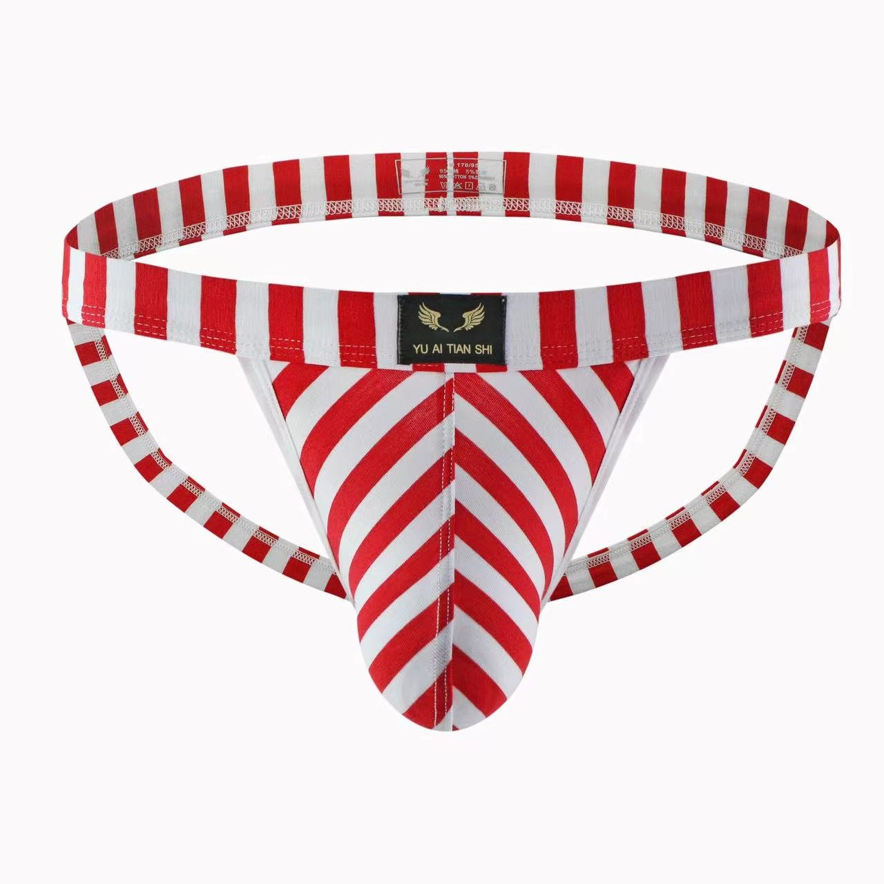 Men's Striped Bikini Thong -  