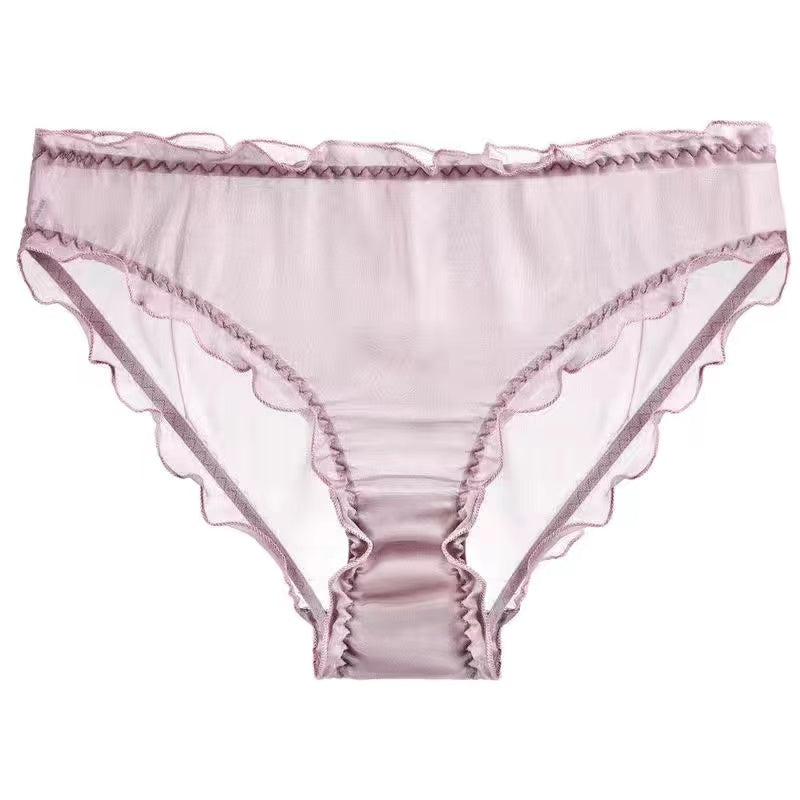 Men's Ruffled Silk Transparent Briefs -  Fashion Men's Panties