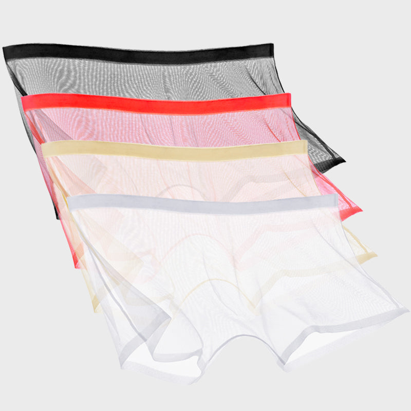 Ice Silk Sexy Mesh Full Transparent Boxer Shorts - Men's Fashion