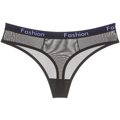 Men's Sheer Mesh Sports Print Letter Low Rise Thong