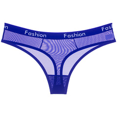 Men's Sheer Mesh Sports Print Letter Low Rise Thong