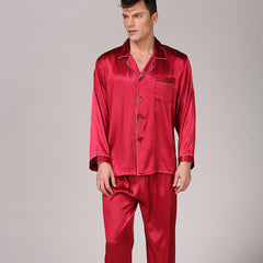 Men's Solid Color Suit Plus Size Silk Pajamas