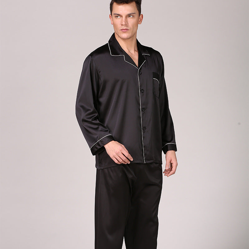 Men's Solid Color Suit Plus Size Silk Pajamas