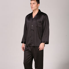 Men's Solid Color Suit Plus Size Silk Pajamas