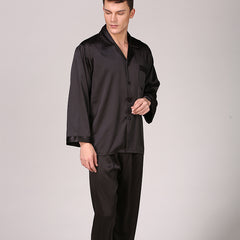 Men's Solid Color Suit Plus Size Silk Pajamas