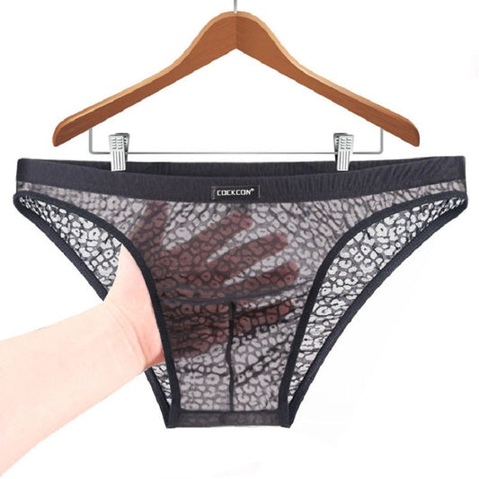 Men's lace transparent sexy briefs