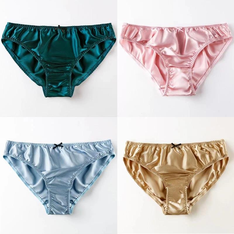 Men's Silk Simple Solid Color Panties -  