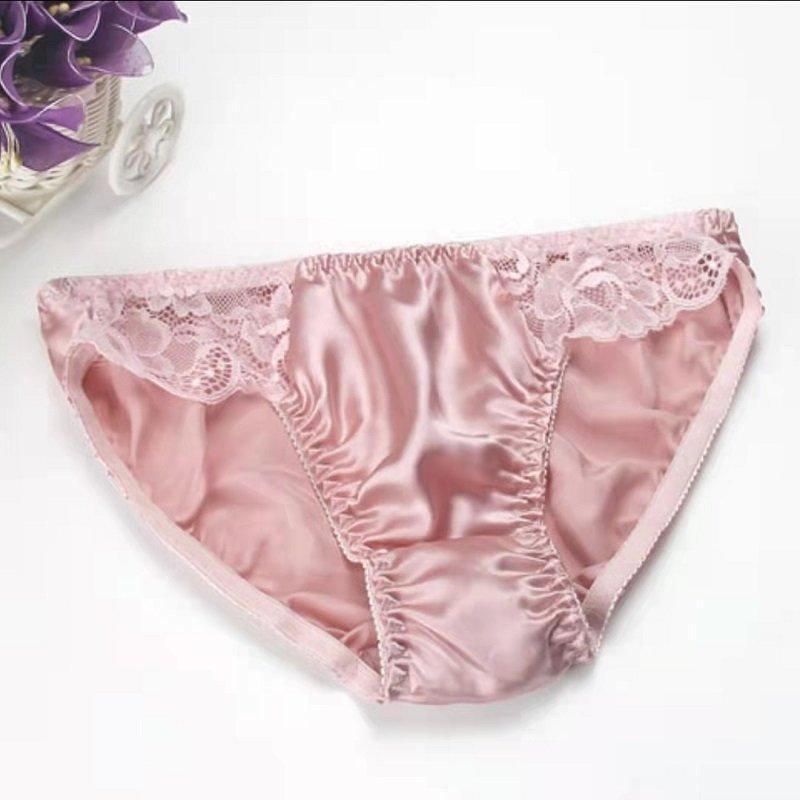 100% Silk Sexy Lace Trim Panties -  