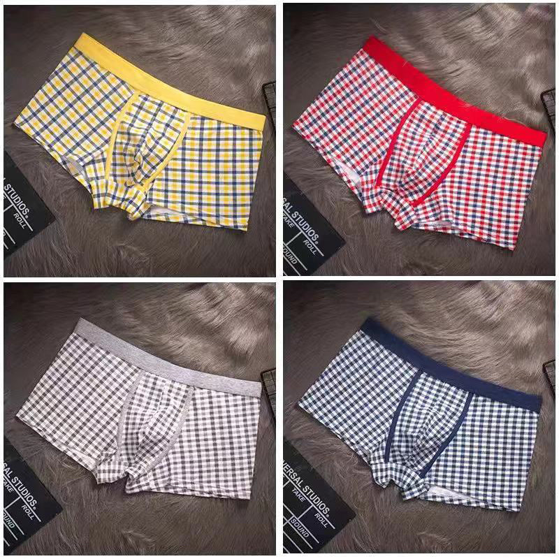 Pure Cotton Breathable Check Boxer Briefs -  